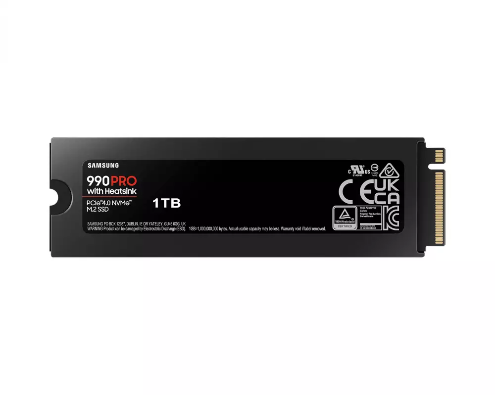 Диск SSD SAMSUNG 990 PRO с Heatsink 1TB M.2 Type 2280 NVMe PCIe Gen4x4 - MZ-V9P1T0GW