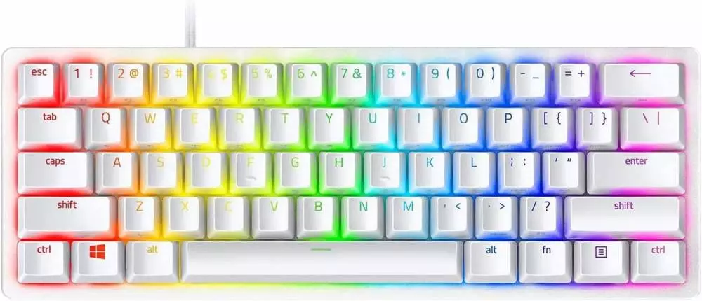 Геймърска клавиатура Razer Huntsman Mini White, Linear Optical Switch, 60% Gaming Keyboard - RZ03-03390400-R3M1