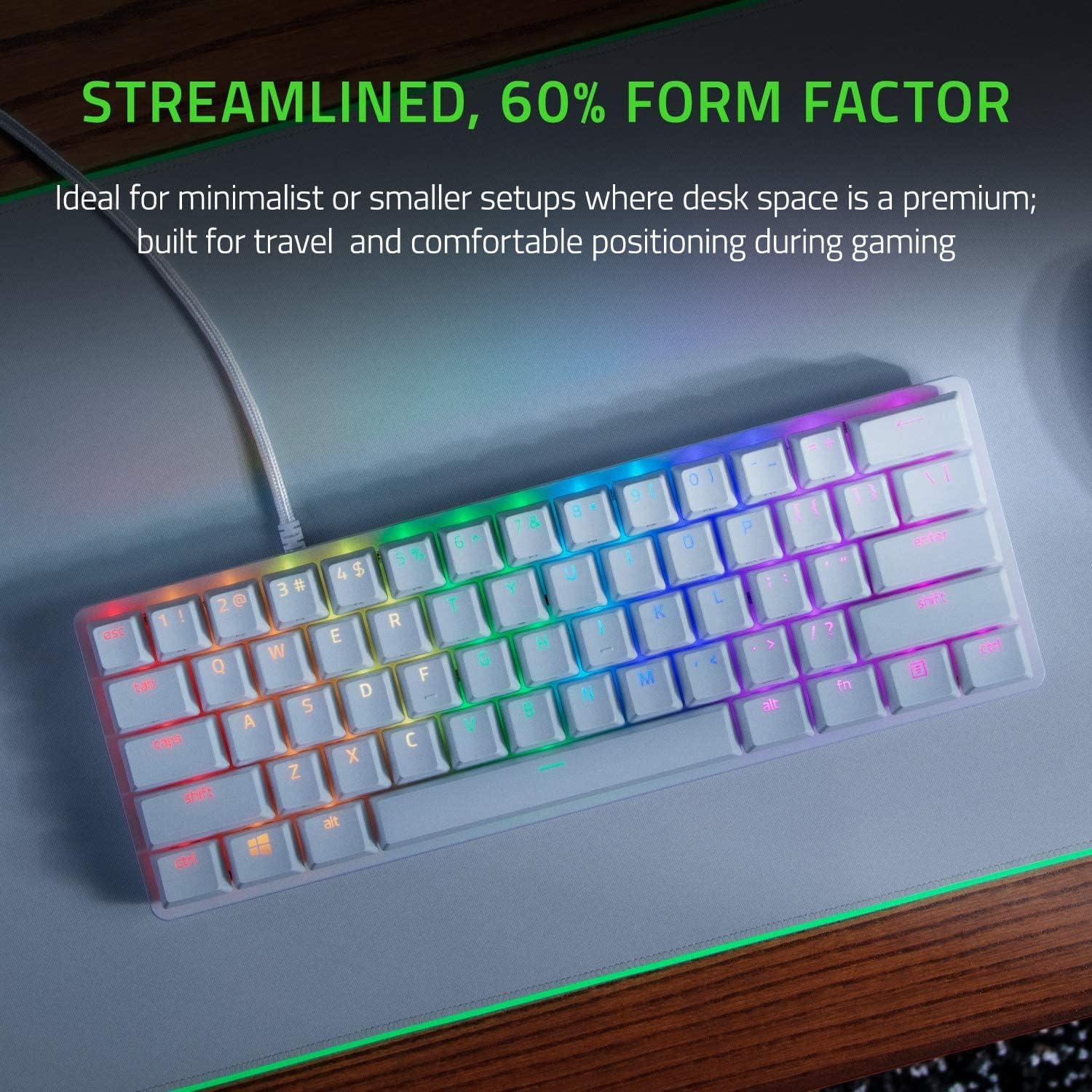 Gaming-Tastatur Razer Huntsman Mini White, Linear Optical Switch, 60% Gaming Keyboard - RZ03-03390400-R3M1