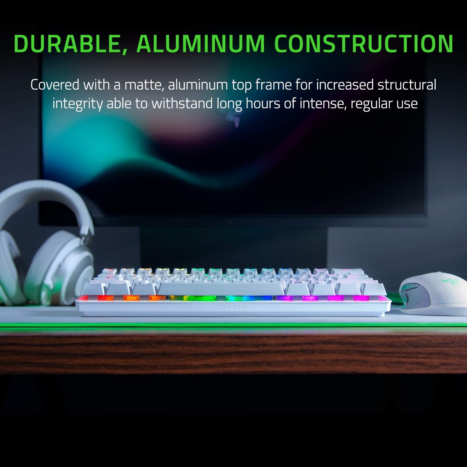 Gaming-Tastatur Razer Huntsman Mini White, Linear Optical Switch, 60% Gaming Keyboard - RZ03-03390400-R3M1