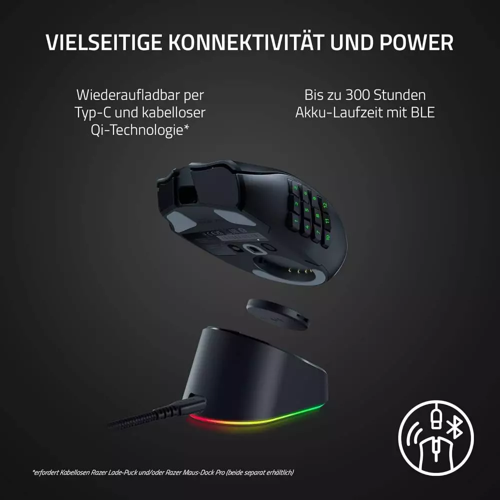 Геймърска мишка Razer Naga V2 Pro Wireless Gaming Mouse Focus Pro 30K - RZ01-04400100-R3G1
