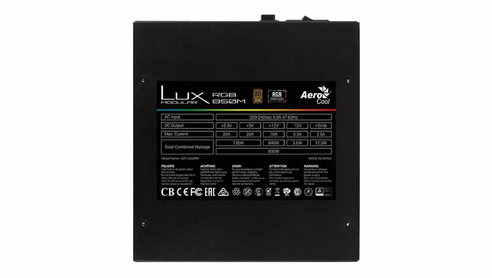 Захранване AeroCool LUX RGB 650M (650W) PSU 80 Plus Bronze, Semi-Modular - ACPB-LM65AEC.11