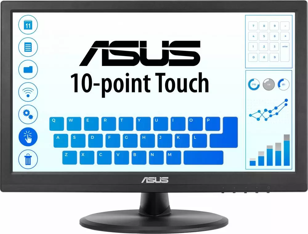 Тъч монитор ASUS VT168HR 15.6", TN, 1366x768, Touch, 60Hz, 5ms, HDMI, VGA, Flicker free