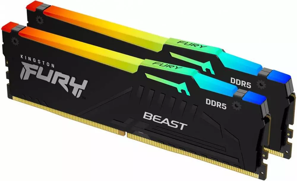 Памет Kingston FURY Beast Black RGB 16GB (2x8GB) DDR5 5600MHz CL36 EXPO - KF556C36BBEAK2-16