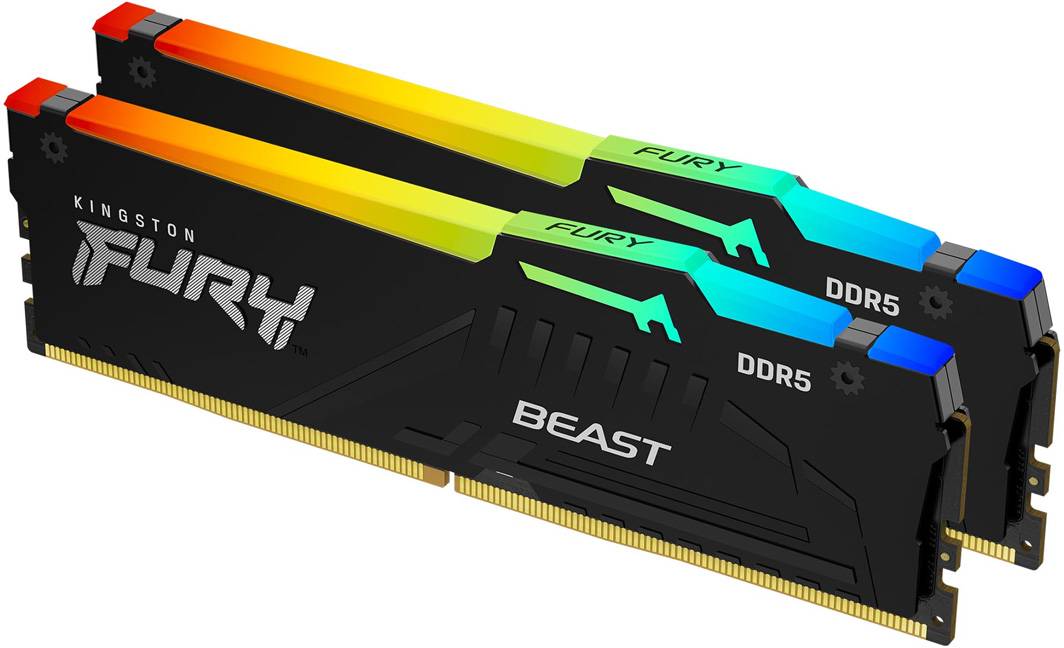 Памет Kingston FURY Beast Black RGB 16GB (2x8GB) DDR5 5600MHz CL36 EXPO - KF556C36BBEAK2-16