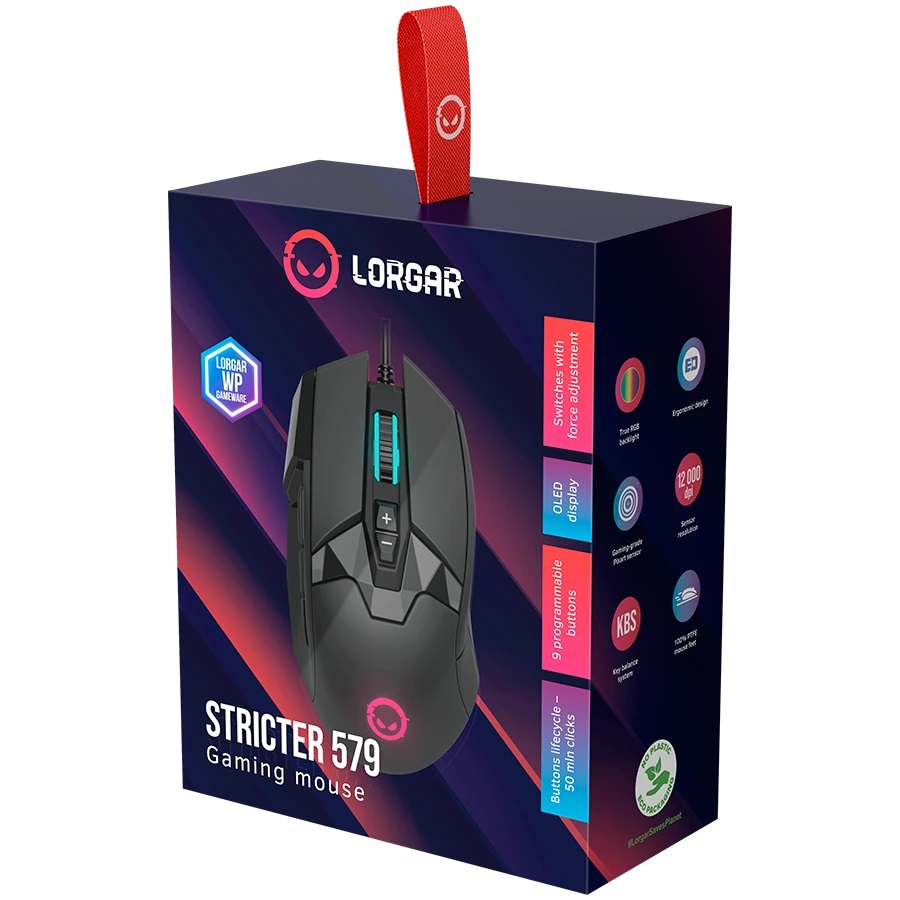 Геймърска мишка LORGAR STRICTER 579 Optical Gaming Mouse OLED - LRG-GMS579