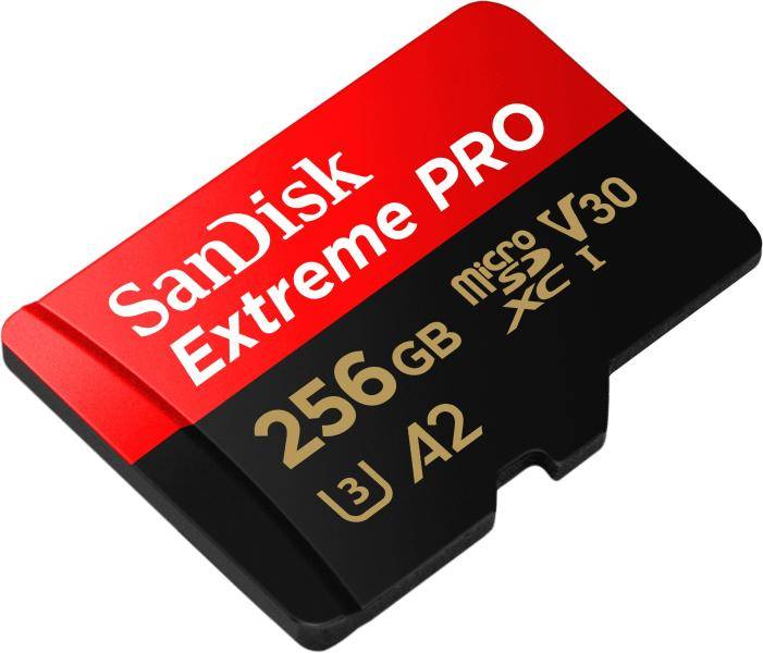 Карта памет SanDisk Extreme PRO microSDXC 256GB + SD Adapter A2 C10 V30 UHS-I U3 