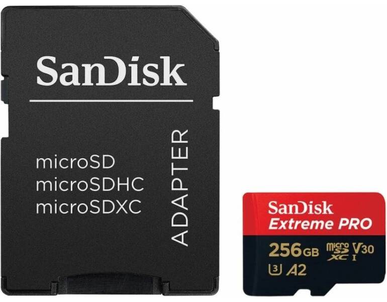 Карта памет SanDisk Extreme PRO microSDXC 256GB + SD Adapter A2 C10 V30 UHS-I U3 