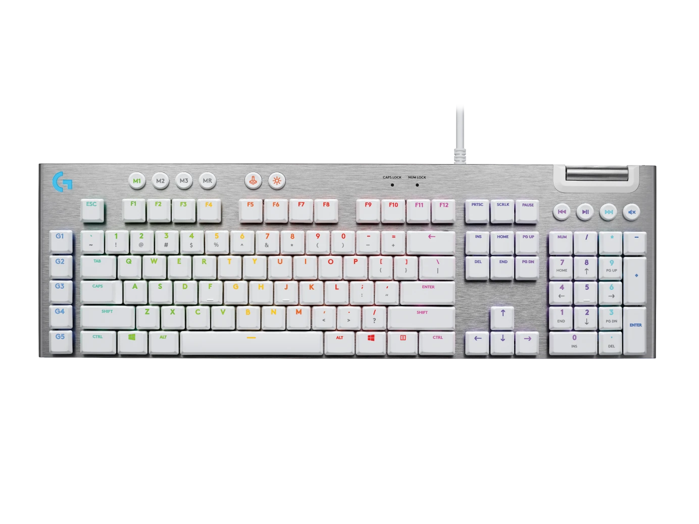 Геймърска механична клавиатура Logitech G815 White, Lightsync RGB, Tactile суичове - 920-011359