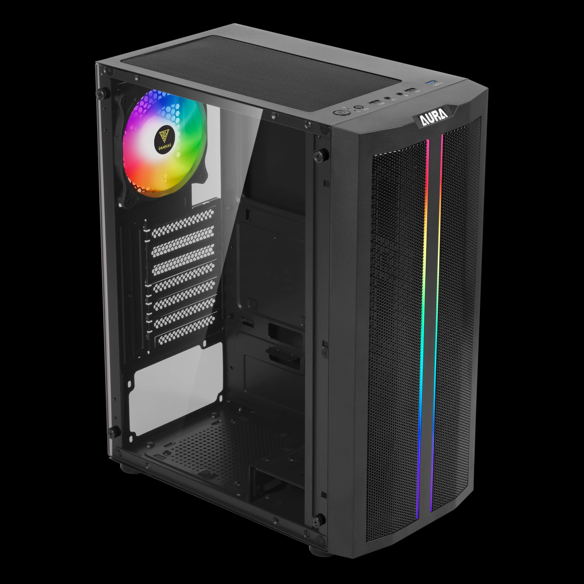 Кутия Gamdias AURA GC3 Mesh aRGB Tempered Glass Case ATX