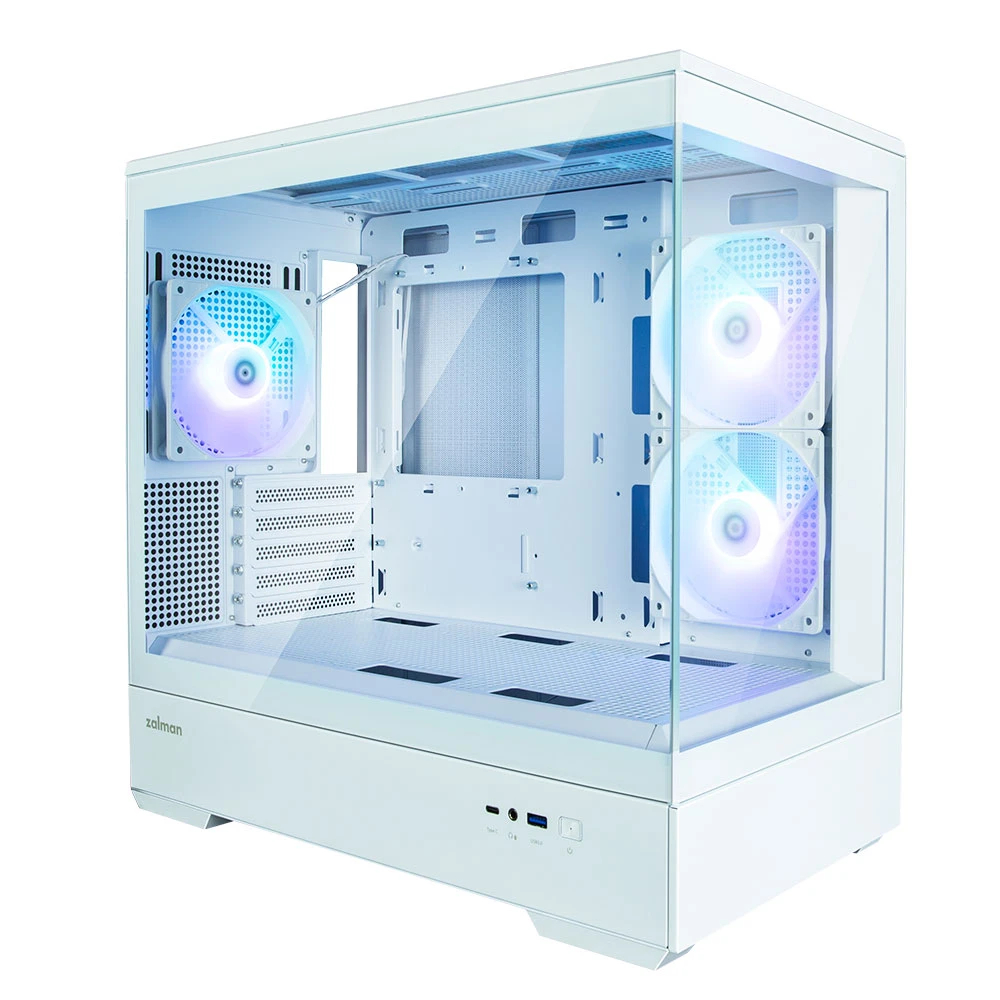Кутия Zalman P30 White aRGB Case mATX Tempered Glass