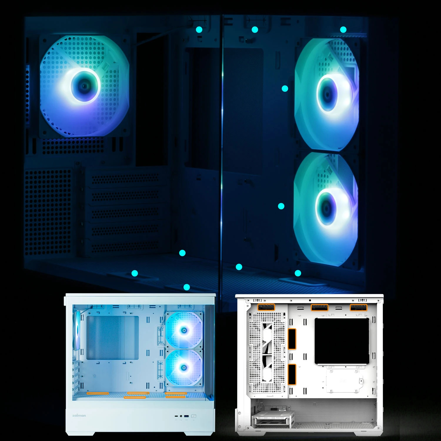 Кутия Zalman P30 White aRGB Case mATX Tempered Glass