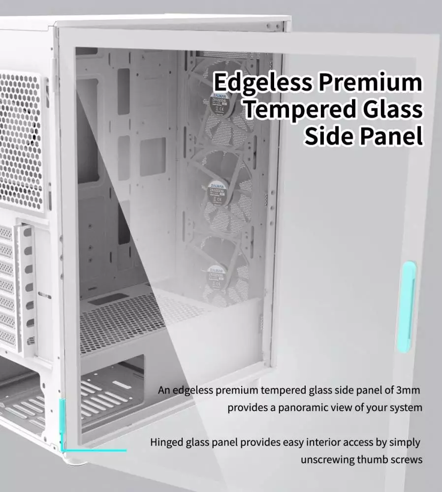 Кутия Zalman I3 NEO White RGB Mesh Case ATX Tempered Glass