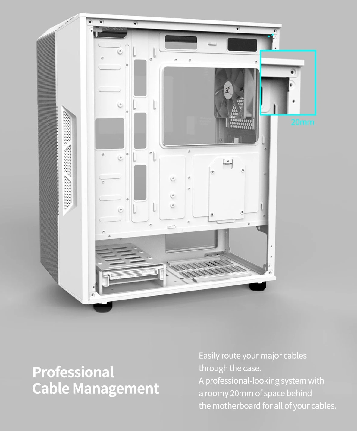 Кутия Zalman I3 NEO White RGB Mesh Case ATX Tempered Glass