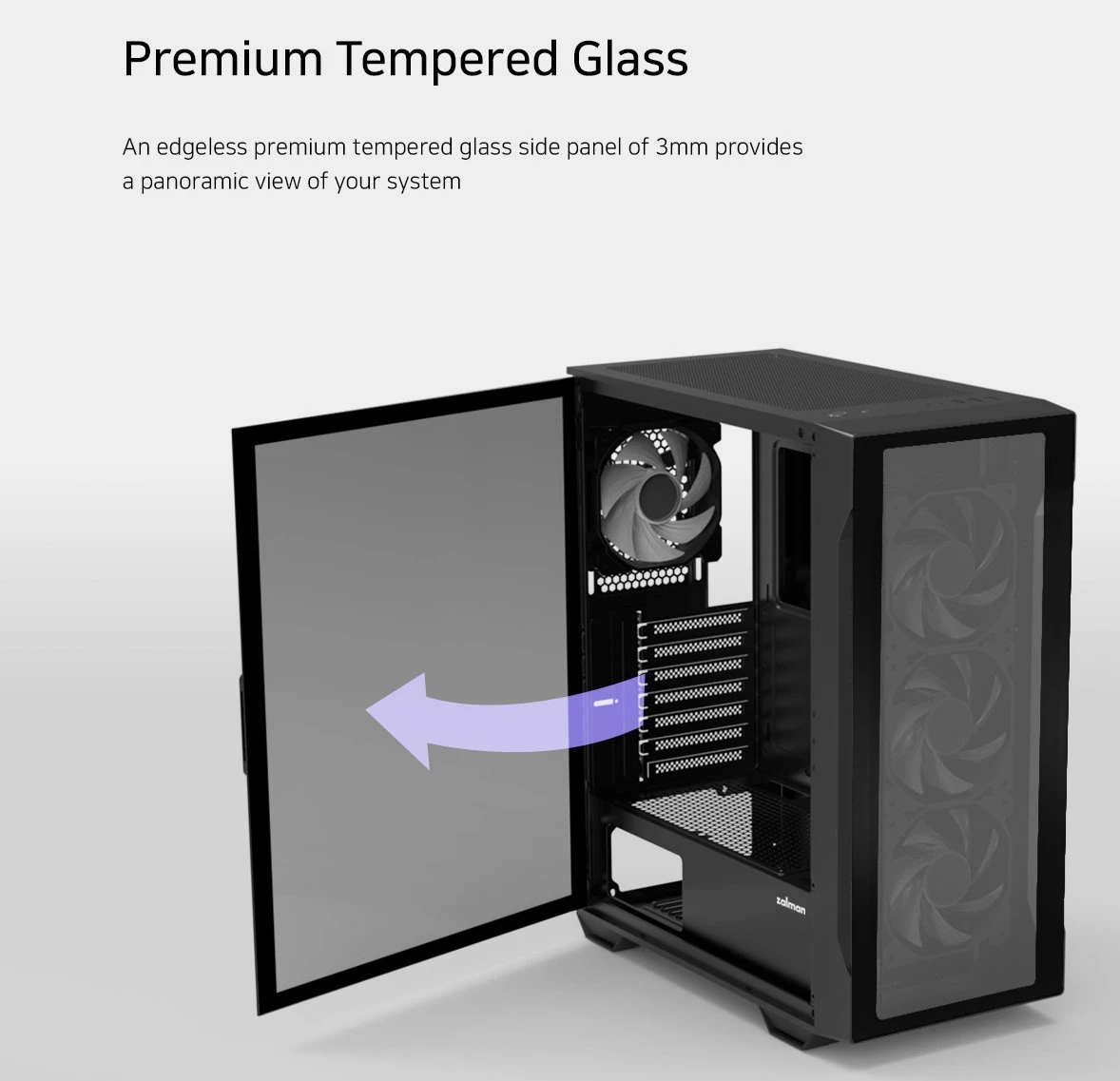 Кутия Zalman I3 NEO Black RGB Case ATX Tempered Glass