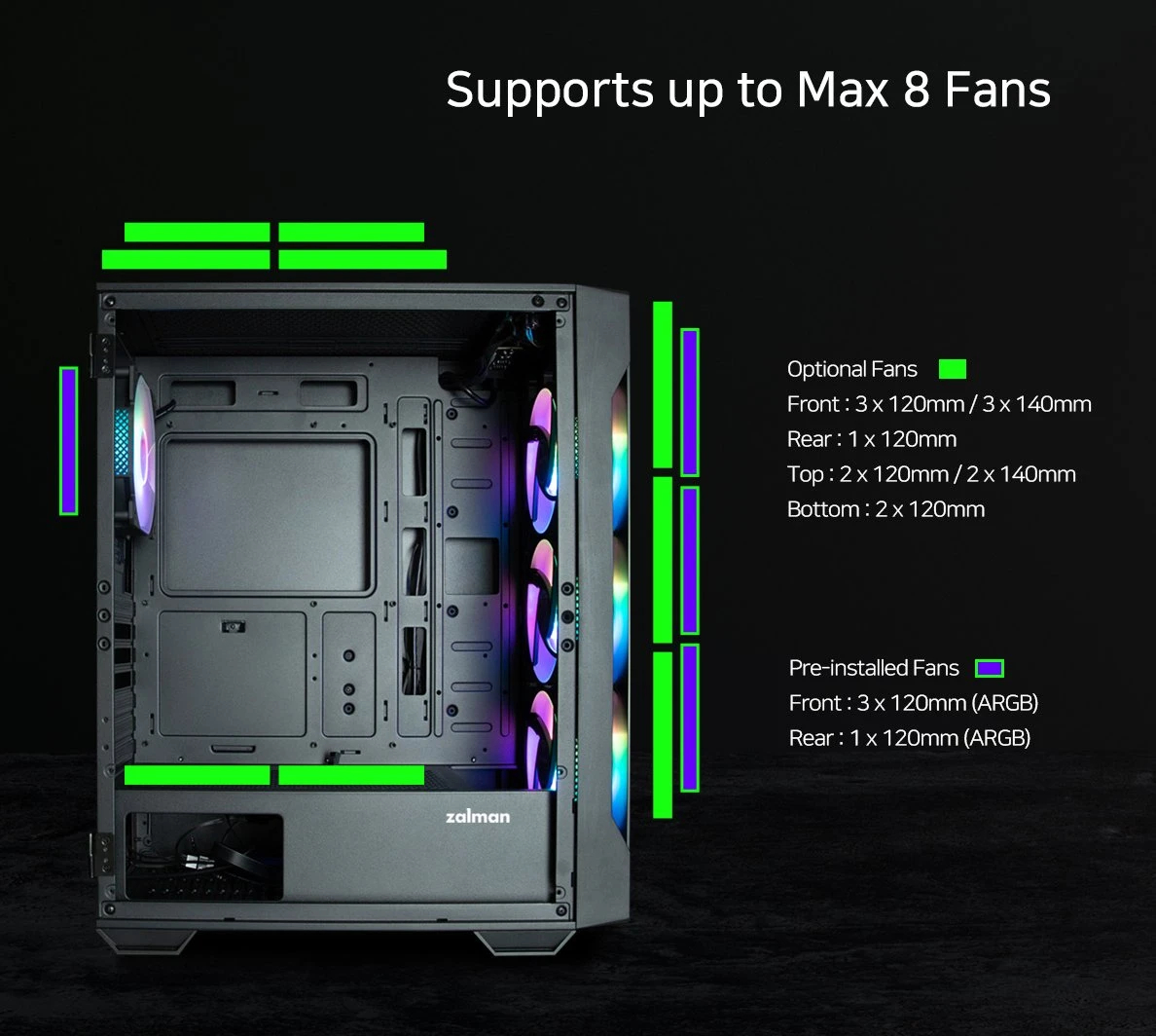 Кутия Zalman I3 NEO Black RGB Case ATX Tempered Glass
