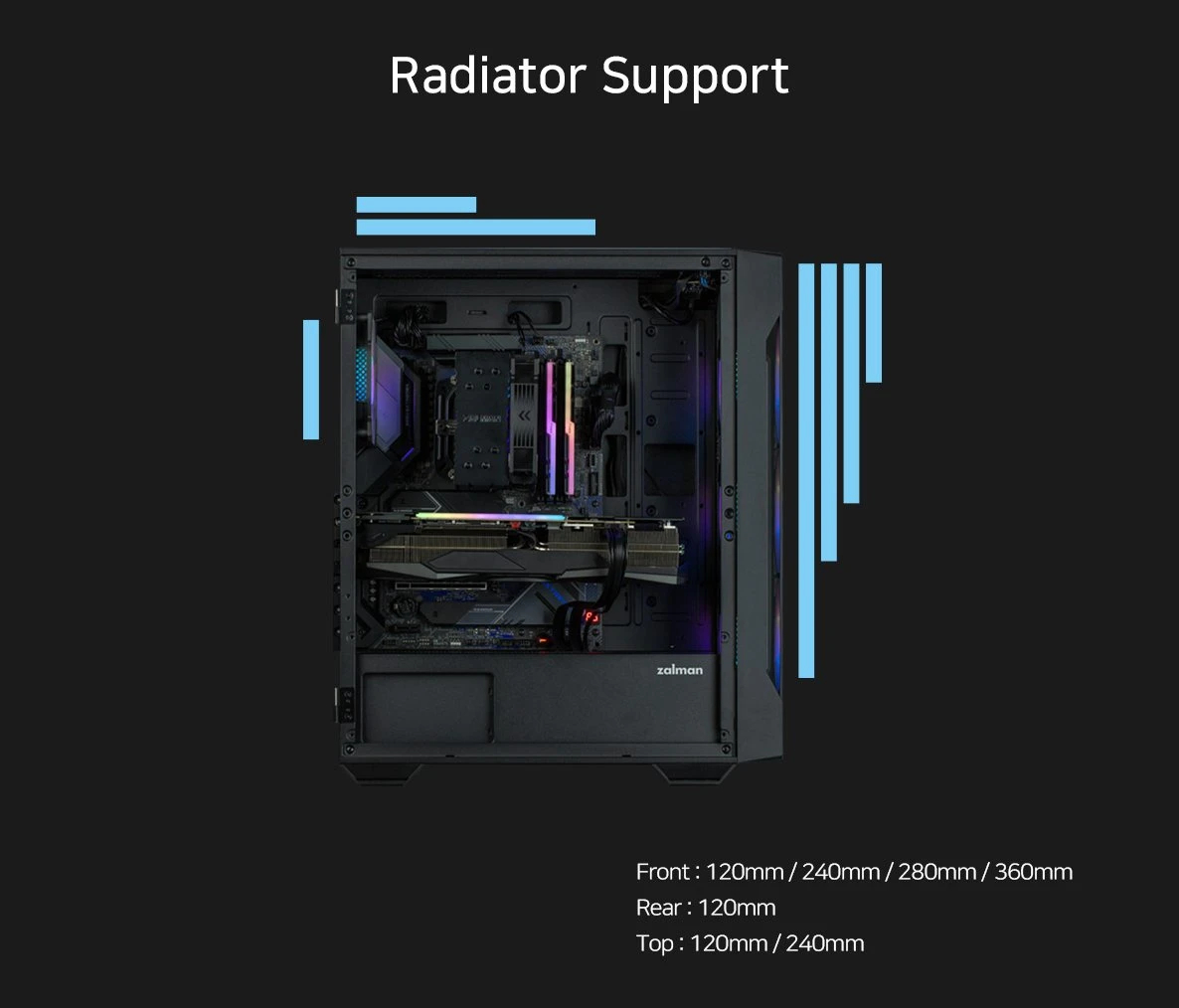 Кутия Zalman I3 NEO Black RGB Case ATX Tempered Glass