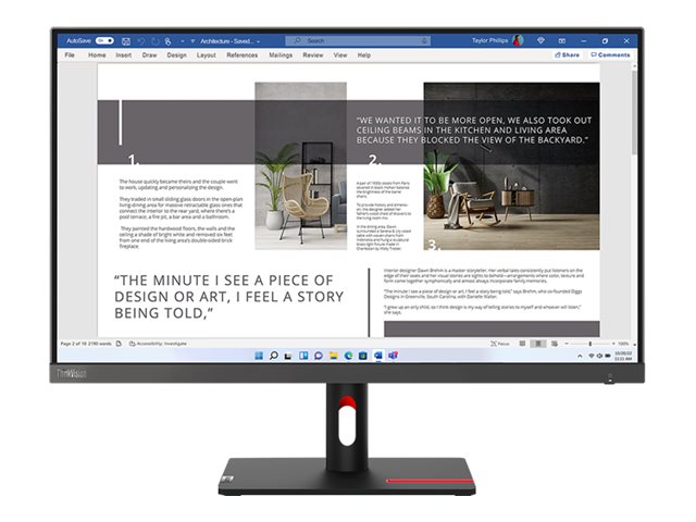 Монитор Lenovo ThinkVision S27e-30 27", IPS, FHD 1920x1080, 100Hz, 4ms, HDMI, VGA - 63DFKAT4EU 
