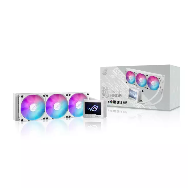 Воден охладител за процесор ASUS ROG RYUJIN III 360 ARGB WHITE, 3.5" Full Color LCD Display