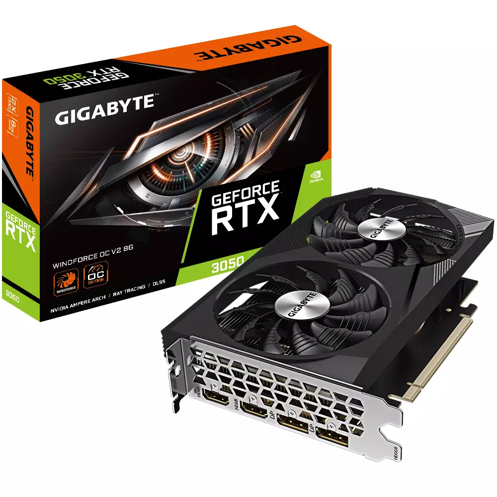 Видео карта Gigabyte GeForce RTX 3050 WINDFORCE V2 OC 8GB GDDR6