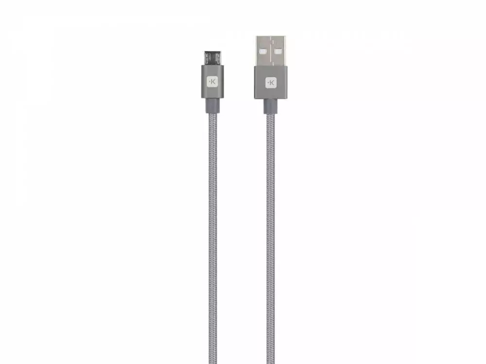 Кабель Skross, USB-A - microUSB, Металлическая оплетка, 1.20 м, Серый