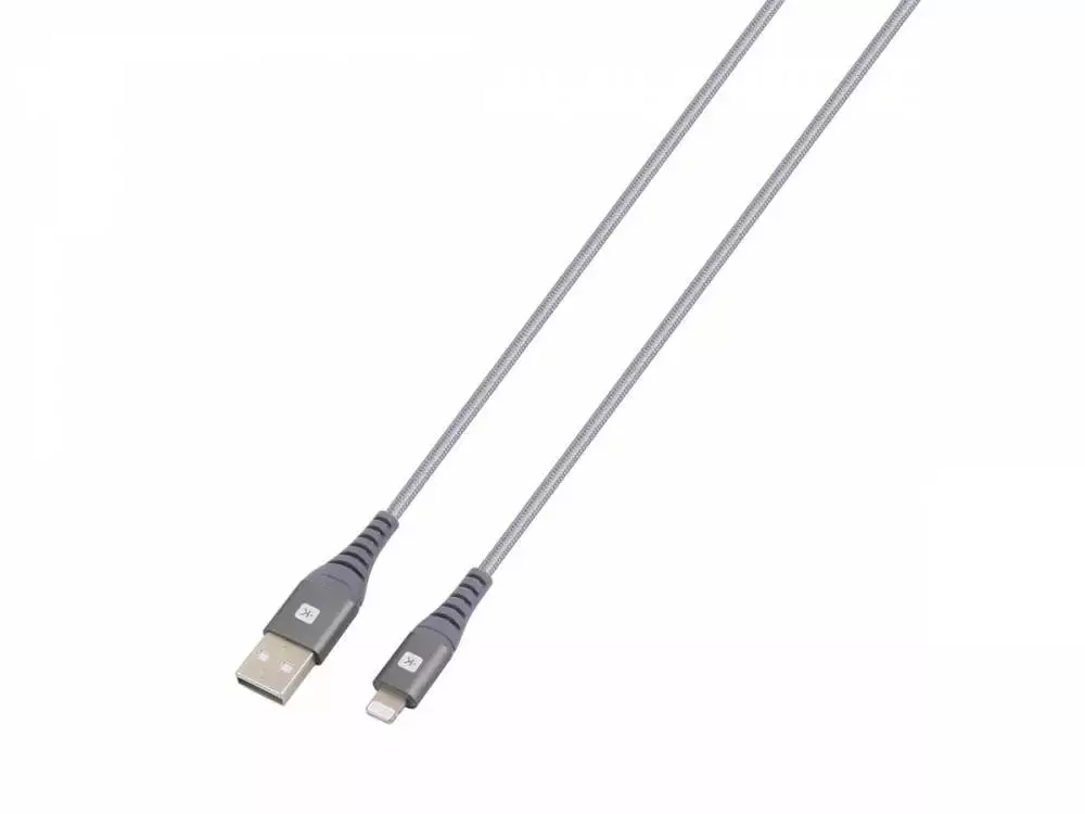 Cablu Skross, USB-A - Lightning, Împletitură metalică, 1.20 m, Gri
