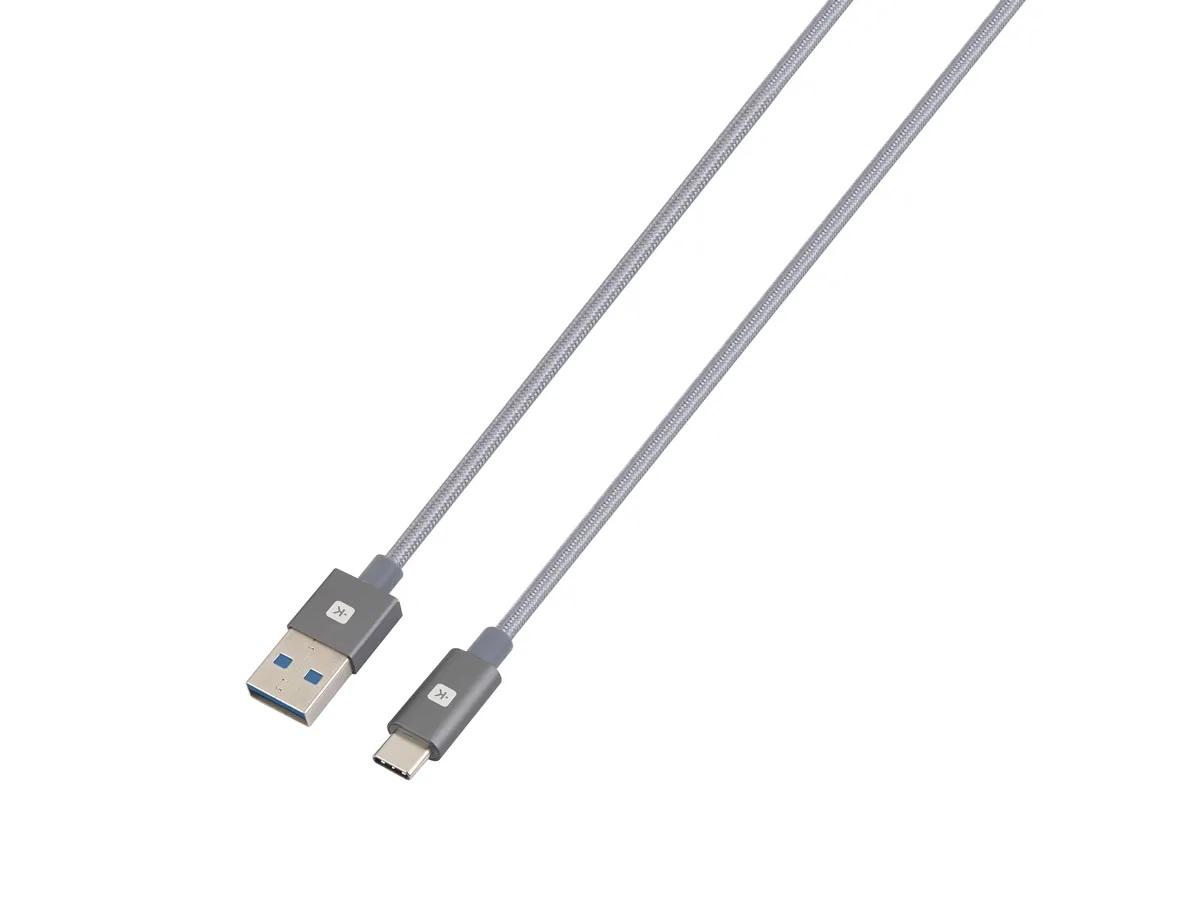Кабель Skross, USB-A - USB-C, Металлическая оплетка, 1.20 м, Серый