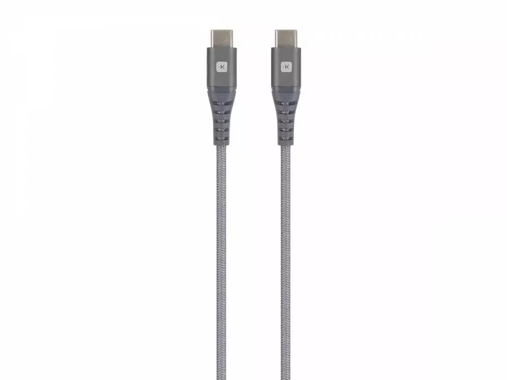Кабел Skross, USB-C - Lightning, Метална оплетка, 2.0 м, Сив