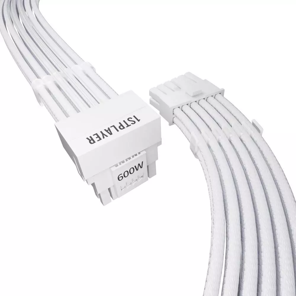 1stPlayer modulares Kabel Custom Sleeved Modding Cable White - PCIe 5.0 12VHPWR M/M - FM2-B-WH