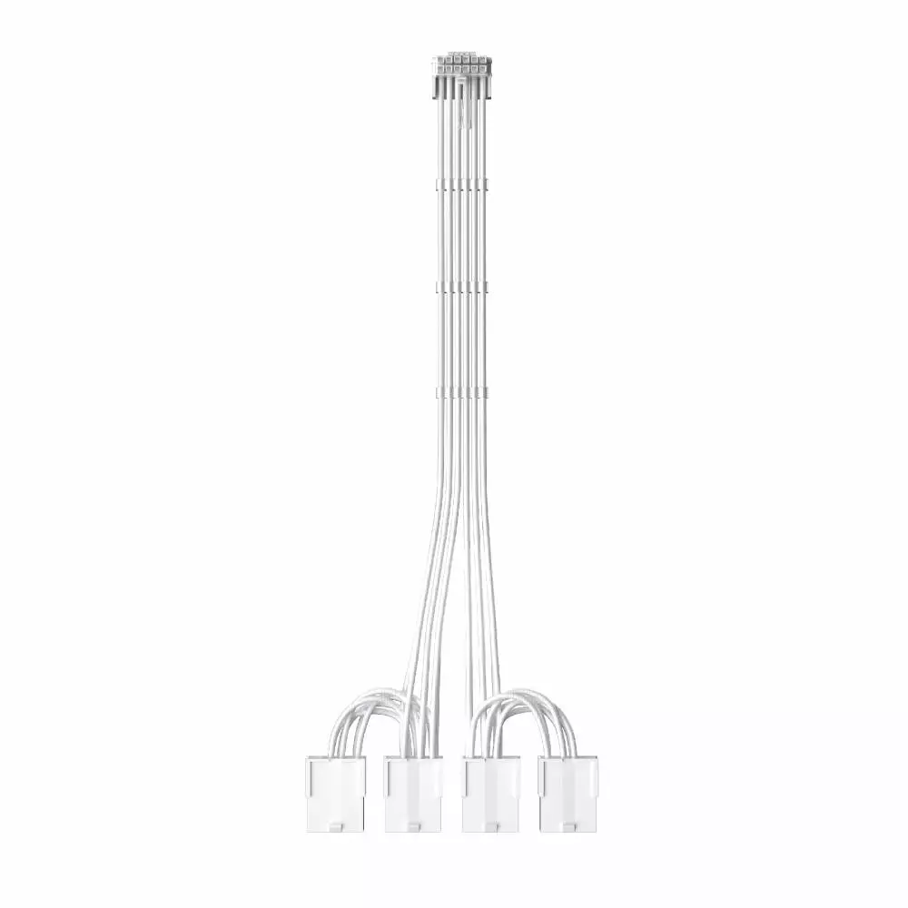 1stPlayer удължителен кабел Custom Sleeved Modding Cable White - 4 x PCIe 8-pin to 12VHPWR - FM4-B-WH