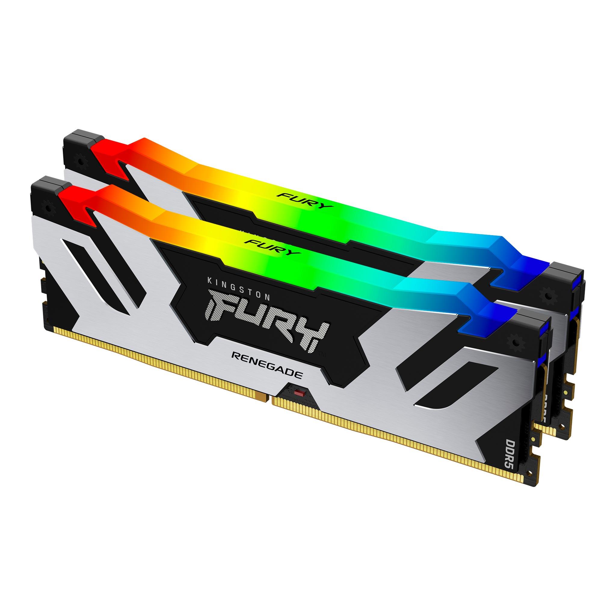Памет Kingston Fury Renegade Silver/Black RGB 32GB (2x16GB) DDR5 8000MHz CL38 XMP - KF580C38RSAK2-32