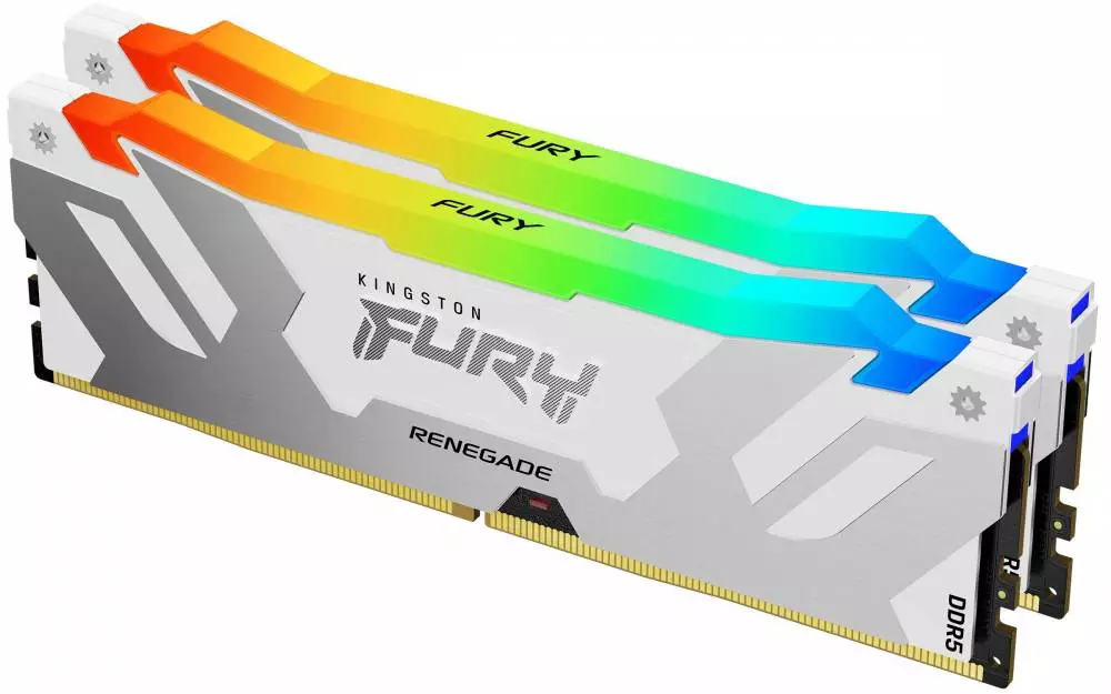 Памет Kingston Fury Renegade White RGB 32GB (2x16GB) DDR5 8000MHz CL38 - KF580C38RWAK2-32