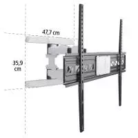 Стенна стойка за TV HAMA, Регулируема, 46"-90", до 75 кг, Черен/Бял