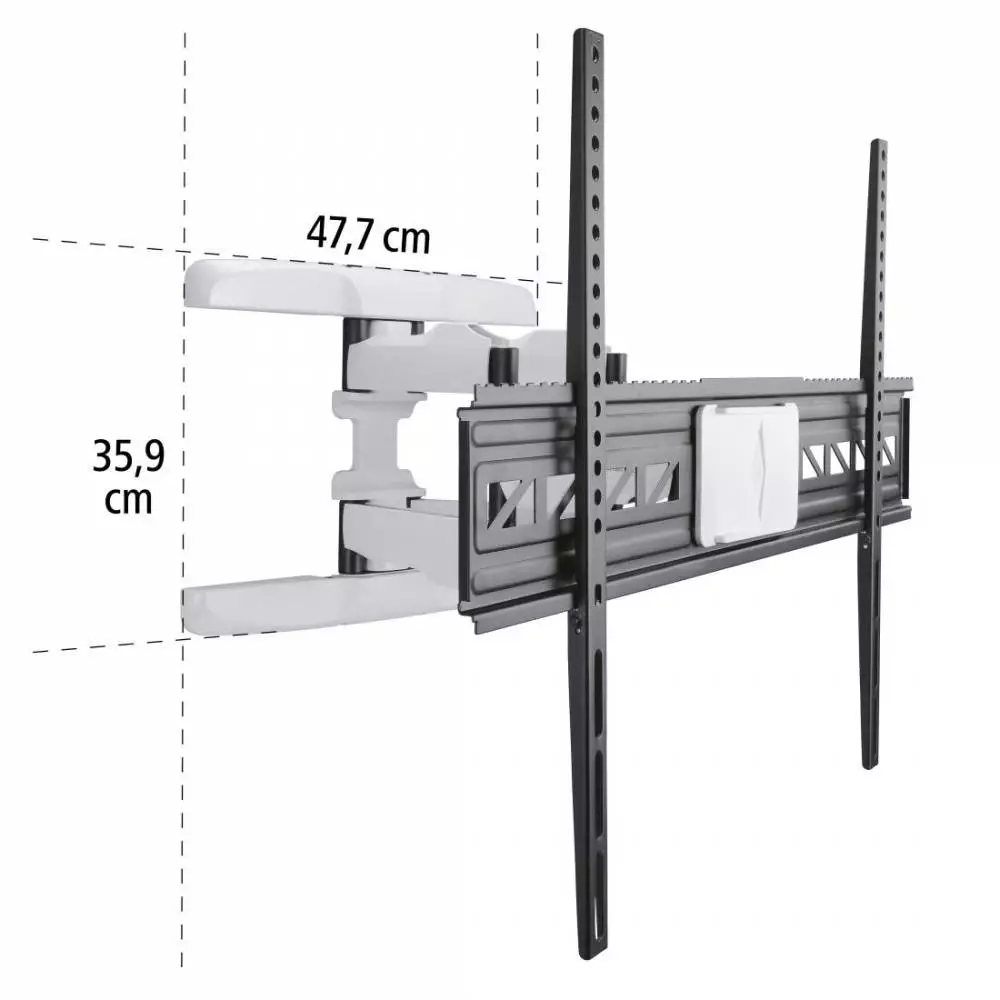 Стенна стойка за TV HAMA, Регулируема, 46"-90", до 75 кг, Черен/Бял