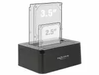 Външна докинг станция Delock 62661, за 2.5"/3.5" HDD/SSD, USB 3.0, Функция за клониране, Черен