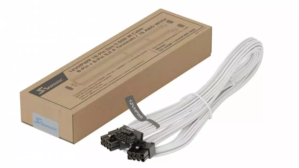 Модулен кабел Seasonic Modding Cable 600W White - PCIe 5.0 12VHPWR - SS-2X8P-12VHPWR-600