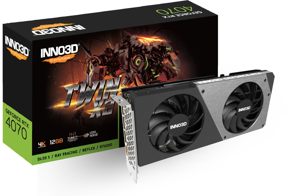 Видео карта Inno3D GeForce RTX 4070 12GB GDDR6 Twin X2 - N40702-126X-185252N