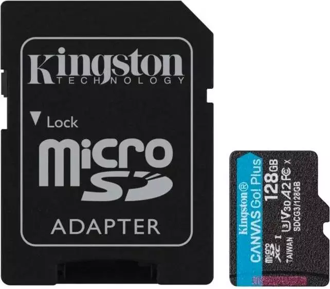 Карта памет Kingston 128GB Canvas Go Plus 170R microSDXC Card V30 + ADP - SDCG3/128GB