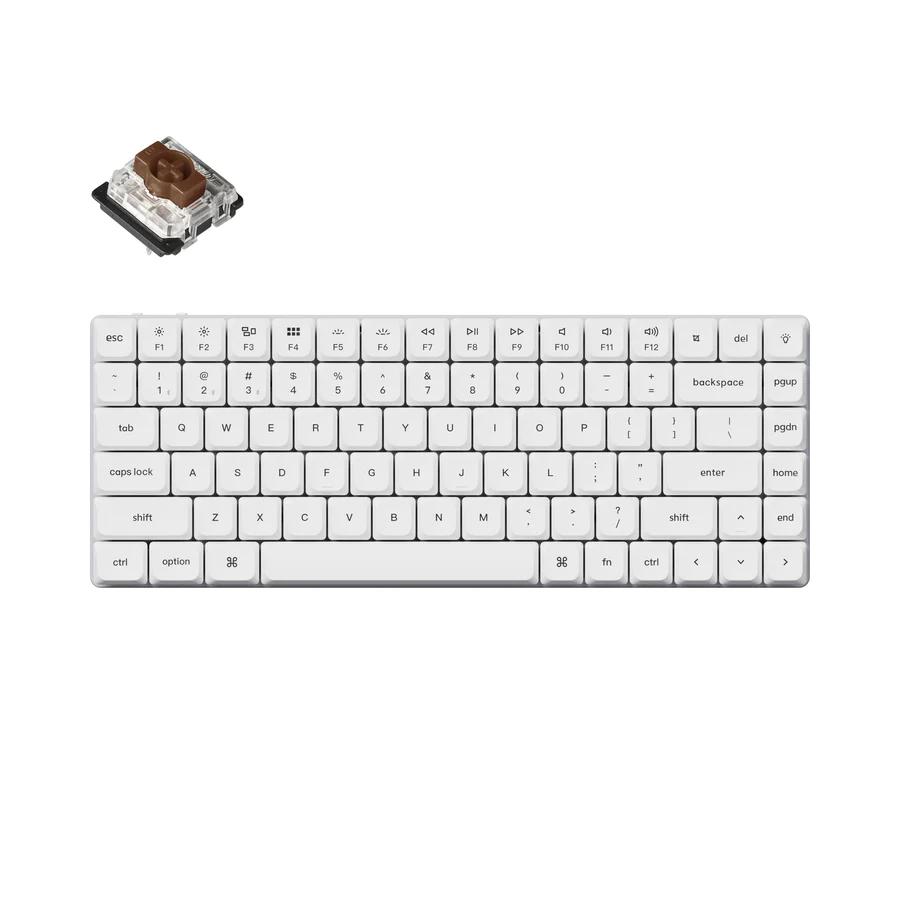 Clavier mécanique gamer Keychron K3 Pro White QMK/VIA Gateron Low Profile Brown Switch, RGB Backlight