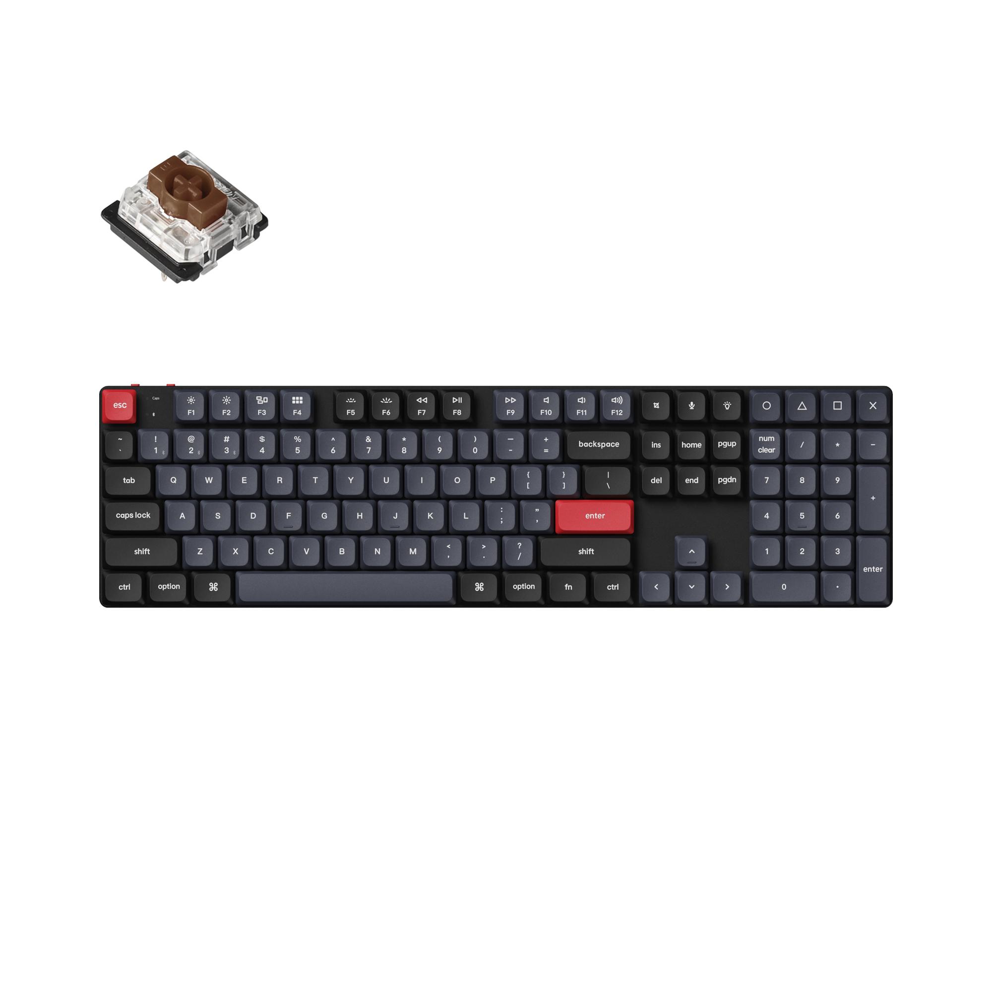 Gaming μηχανικό πληκτρολόγιο Keychron K5 Pro QMK/VIA Full-Size Low-Profile Gateron(Hot Swappable) Brown Switches RGB Backlight
