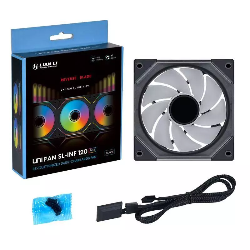Вентилатор Lian-Li UNI SL-INF Reverse Blade, 120 мм, ARGB PWM, Черен