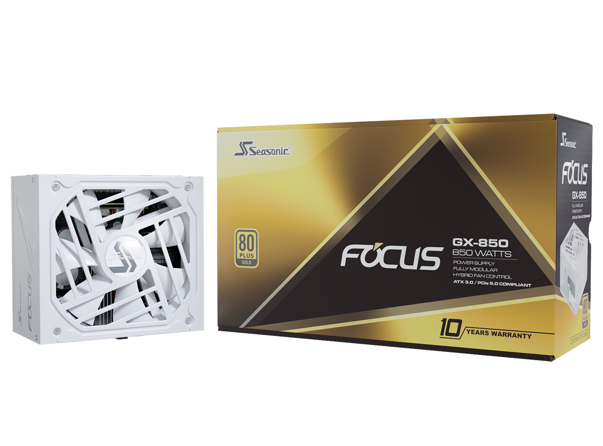 Alimentation SEASONIC FOCUS GX-850 850W White 80 Plus Gold PCIe 5.0, Fully Modular - SSR-850FX3-W