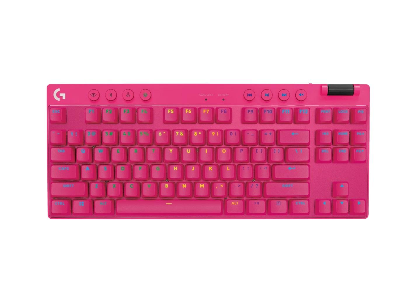 Clavier mécanique gamer Logitech G Pro X TKL Lightspeed Tactile Switch, Magenta