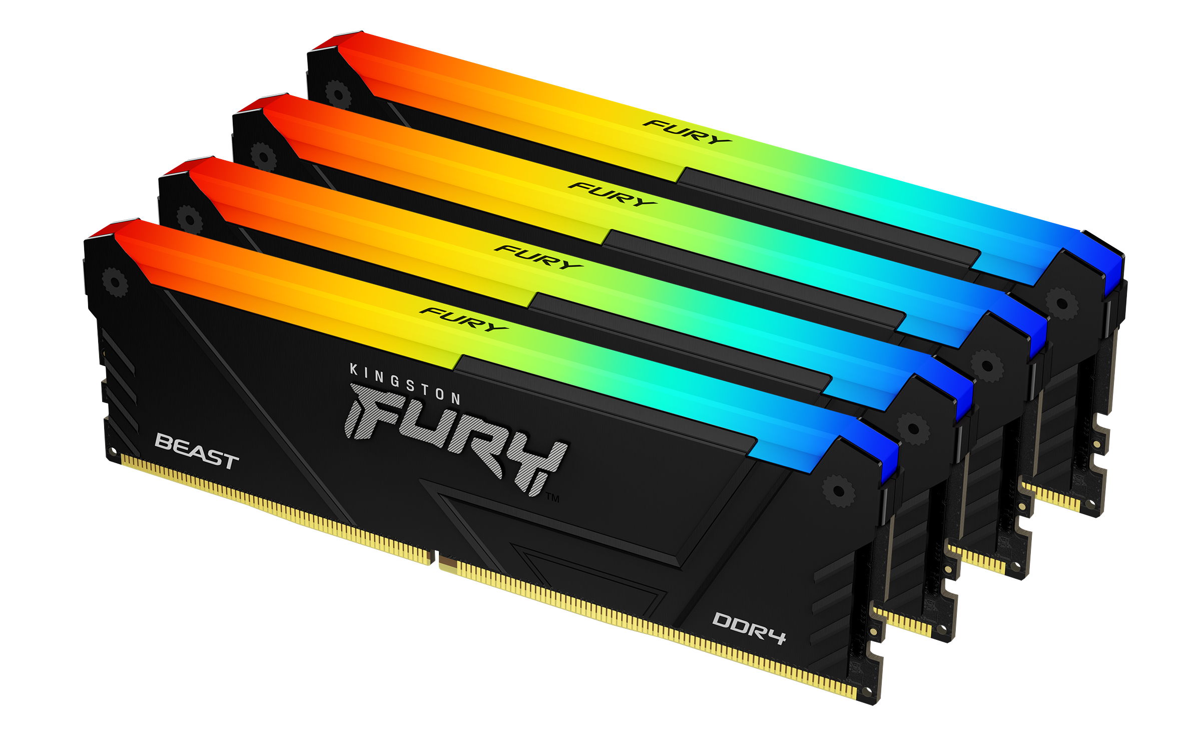 Памет Kingston FURY Beast Black RGB 64GB (4x16GB) DDR4 3600MHz CL18 - KF436C18BB2AK2/64