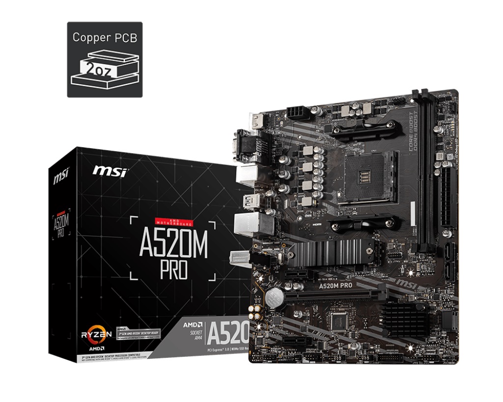Дънна платка MSI A520M PRO AM4