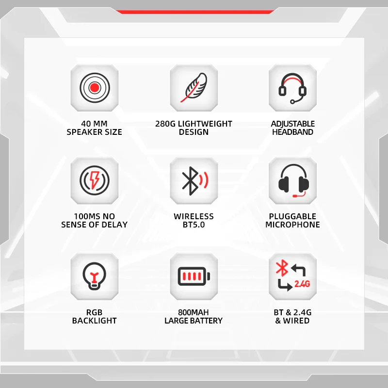 Безжични геймърски слушалки Marvo Monka Echo HG9069W - Bluetooth, 2.4G