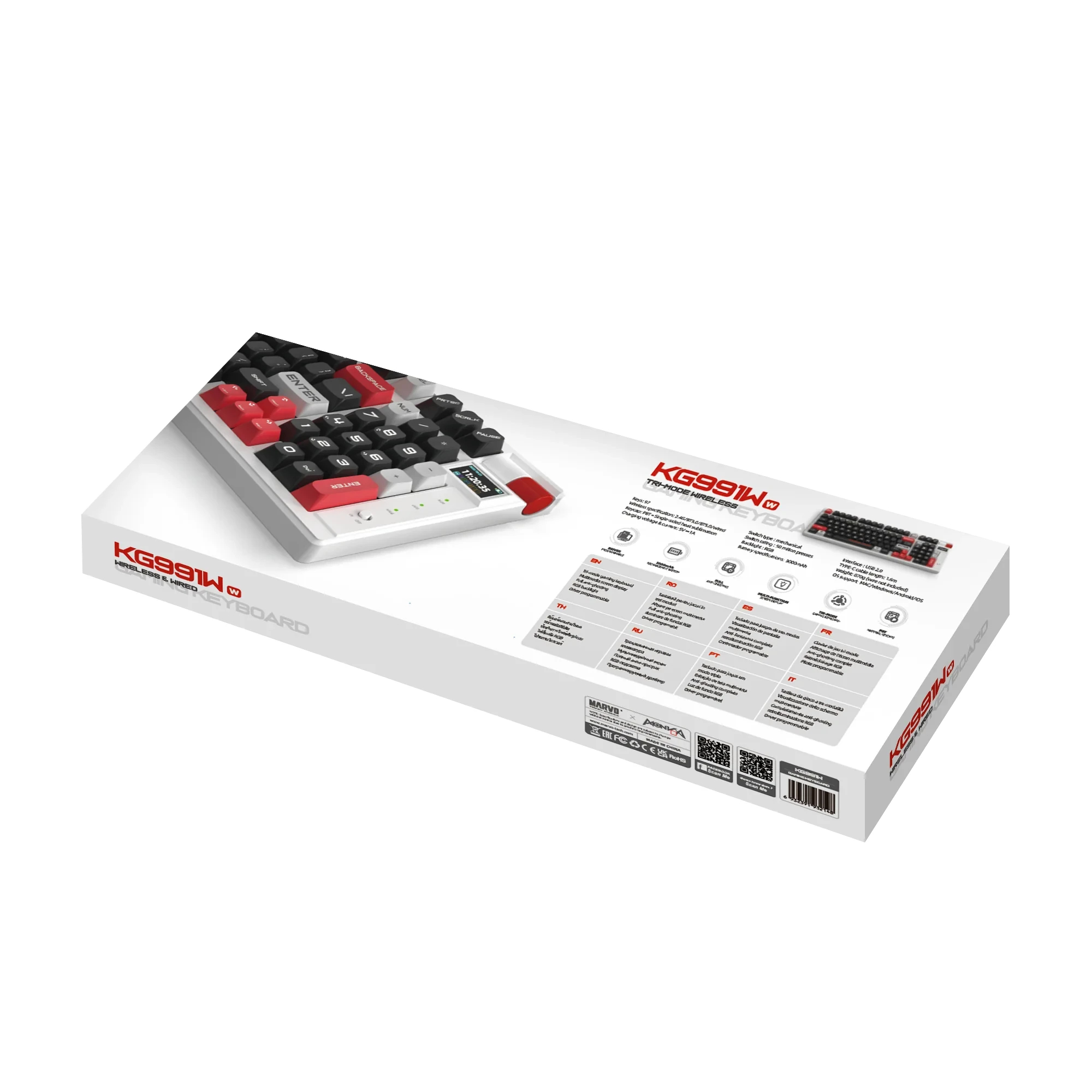 Геймърска клавиатура Marvo Wireless Gaming Mechanical keyboard Monka Storm KG991W - Bluetooth 5.0, 97 keys