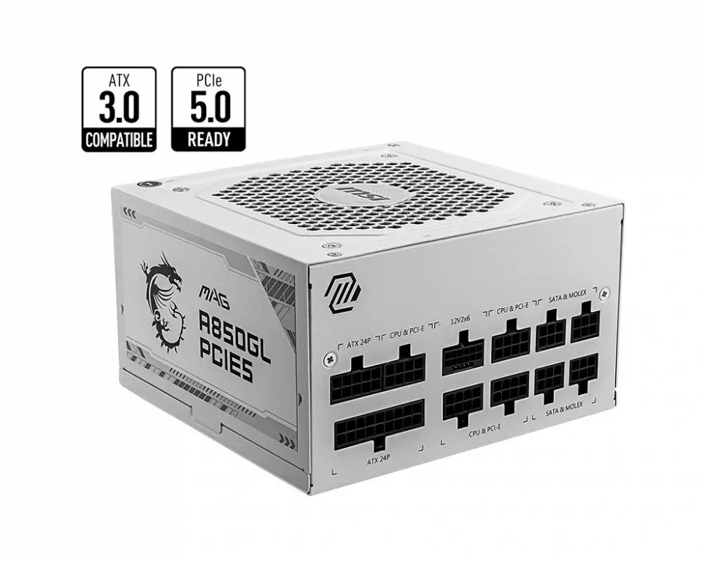 Захранване MSI MAG A850GL PCIE5 850W White 80 Plus Gold ATX 3.0, PCIe Gen5 PSU