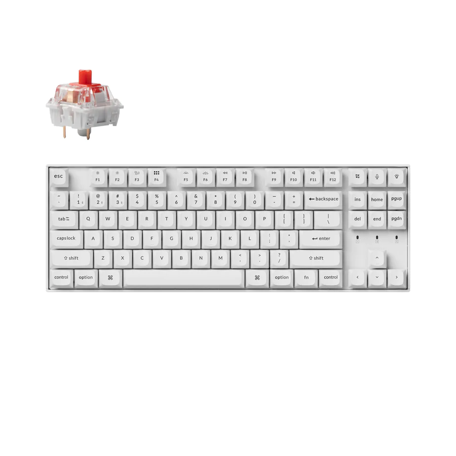 Геймърска механична клавиатура Keychron K8 Pro White QMK/VIA TKL Keychron K Pro Red Switch RGB Backlight Plastic Frame