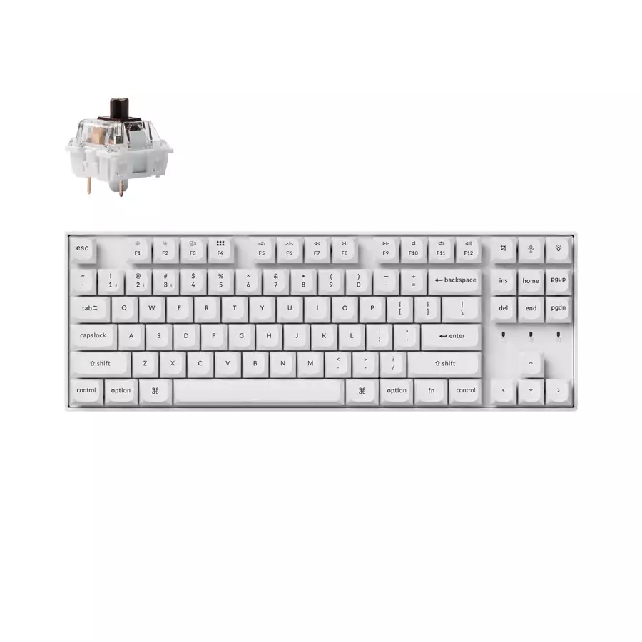 Геймърска механична клавиатура Keychron K8 Pro White QMK/VIA TKL K Pro Brown Switch RGB Backlight Plastic Frame